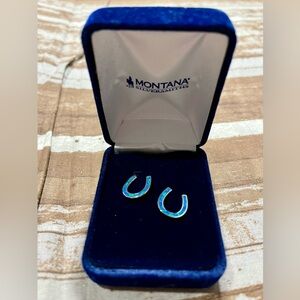 NWT Women’s Montana Silversmith Western Turquoise Tilted Opal Horseshoe Earrings